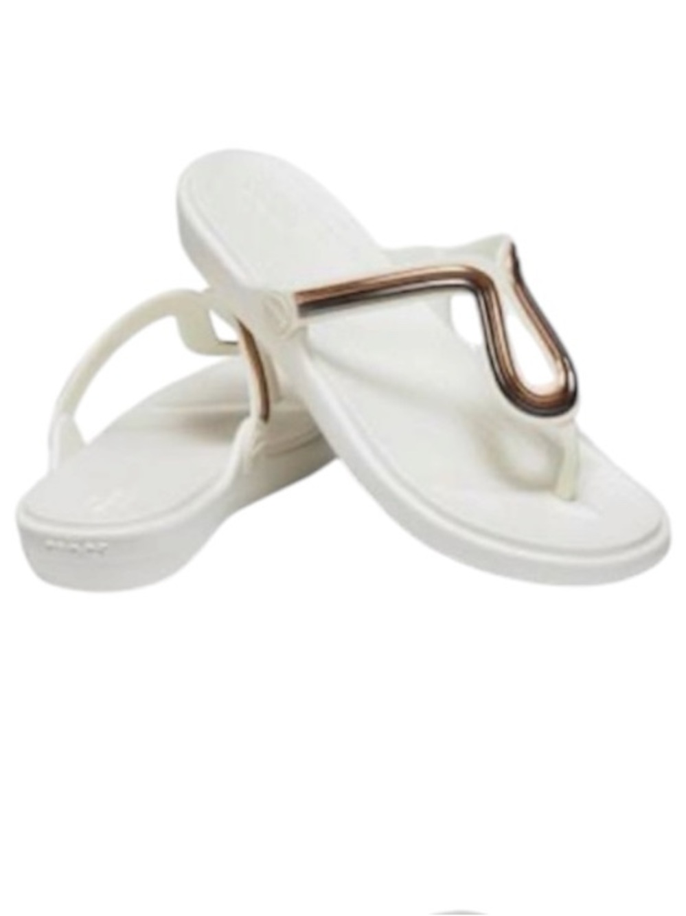 CROCS Metal block flat  Thong Sandals with Rose Gold Accent women’s size 9